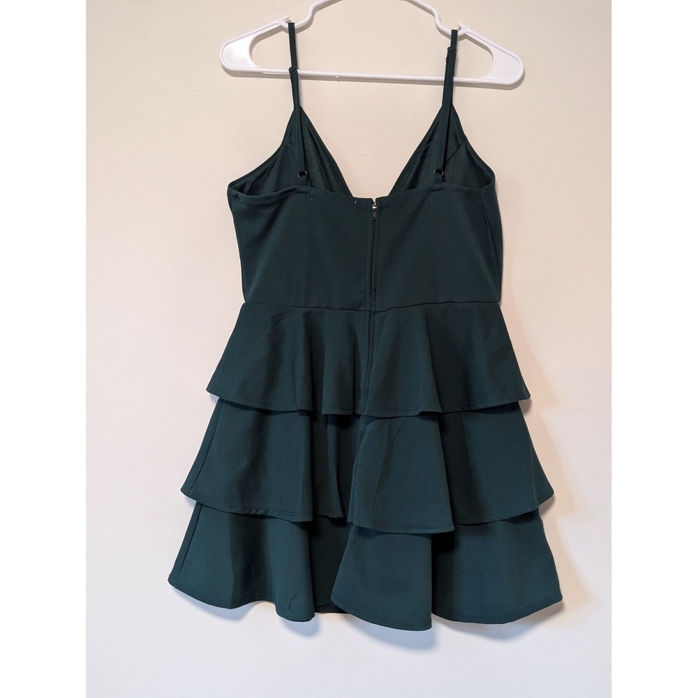 Altar'd State Dark Green Tiered Mini Dress V-Neck Ruffle XL 26BT903PCI Coquette - Picture 4 of 8
